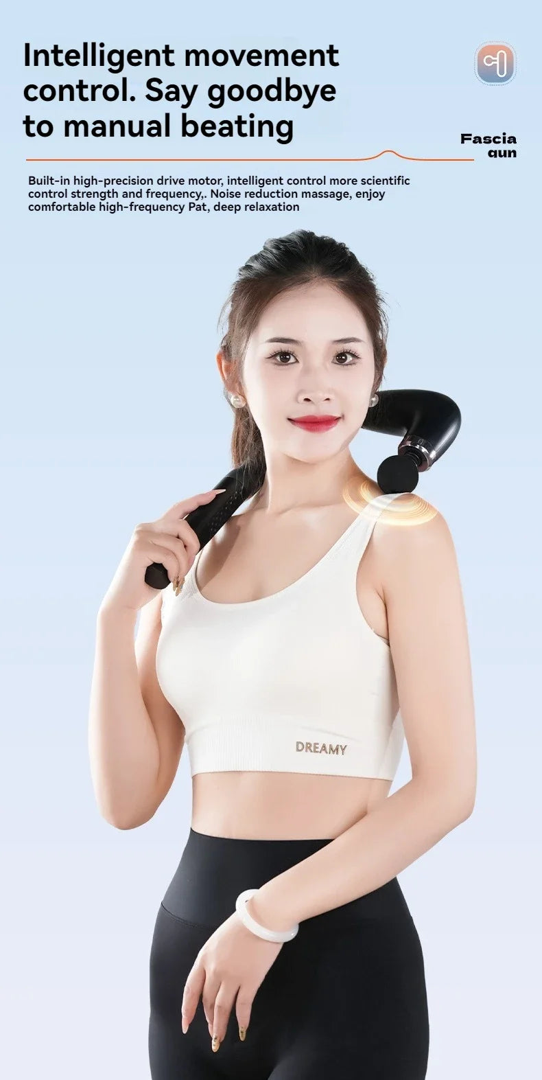 USB Rechargeable Massage Gun GB-868 with 9 Modes and 9 Intensity Levels, Handheld Electric Personal-Care Massager in Black or Silver for Home Relaxation