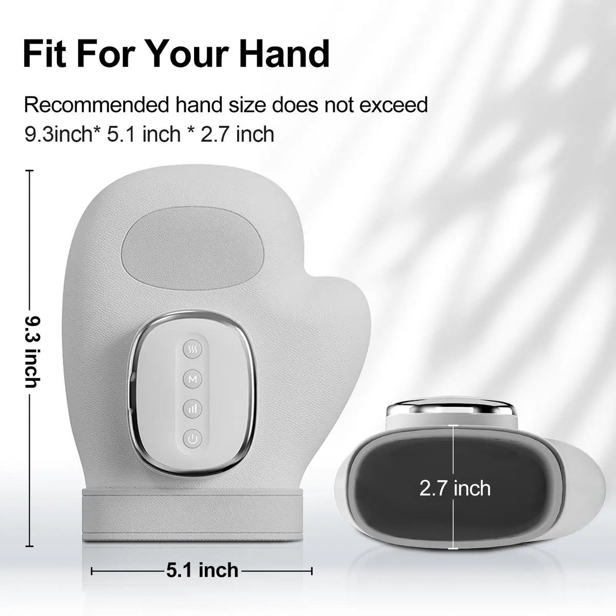 Heated Finger and Palm Massager in Gray with 13 TPU Airbags, Three Modes, Five Intensity Levels, 2000mAh Battery and Type-C Charging for Adult Relaxation