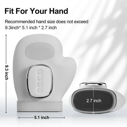 Heated Finger and Palm Massager in Gray with 13 TPU Airbags, Three Modes, Five Intensity Levels, 2000mAh Battery and Type-C Charging for Adult Relaxation