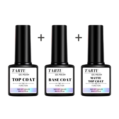 Gel Base and Top Coat, 8ml Soak-Off Nail Gel with Individual Base or Top Coat and Two- or Three-Piece Combination Options Including Matte for Adult Manicures