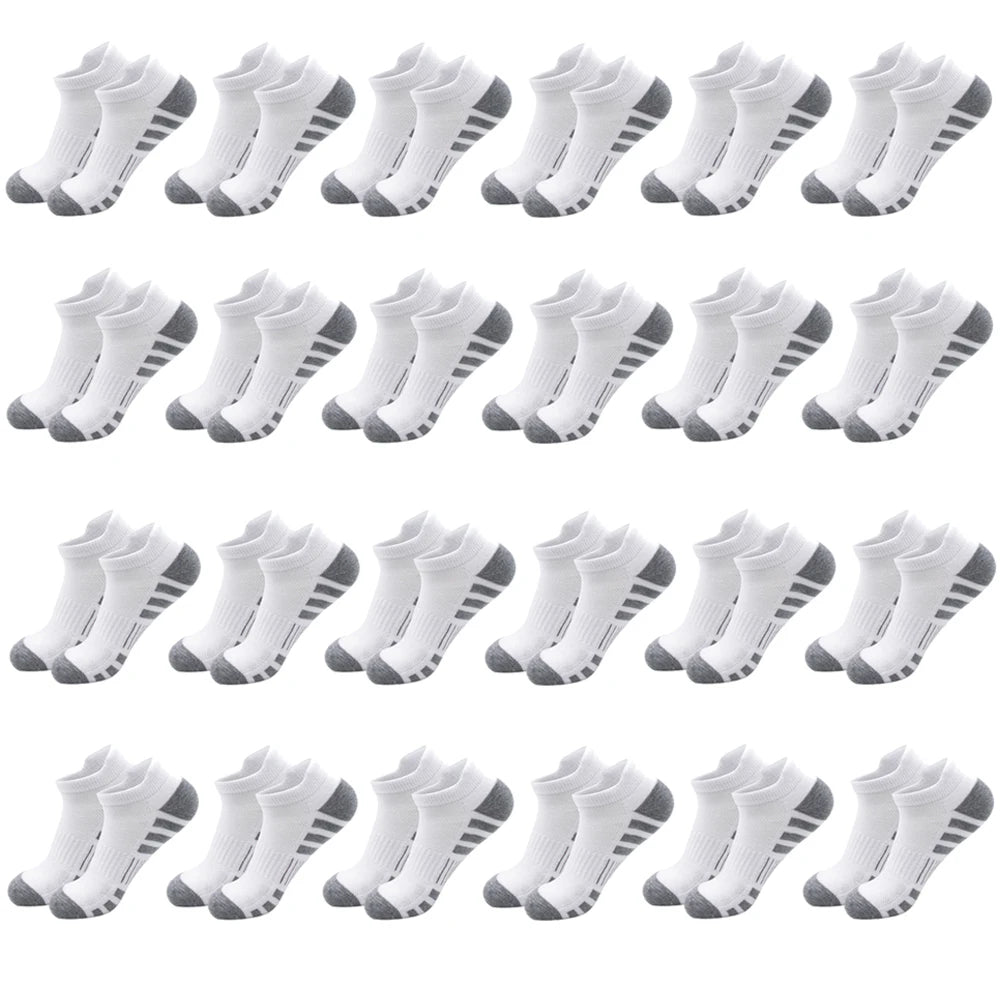 Cushioned Ankle Running Socks with Low-Cut Tab Design, Polyester Athletic Multipacks in 6, 12, 24 or 30 Pairs for Men's and Women's Workouts and Daily Wear
