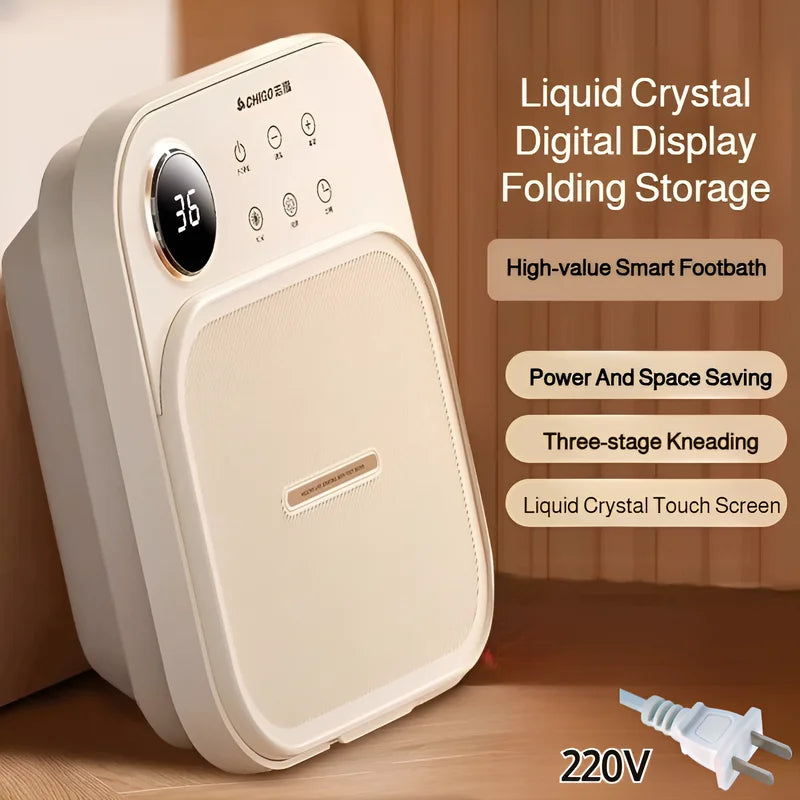 Electric Foot Spa Tub, 220V Foldable Foot Bath with Listed Heating and Massage Functions, Basic Model or Digital Display Options for Home Soaking