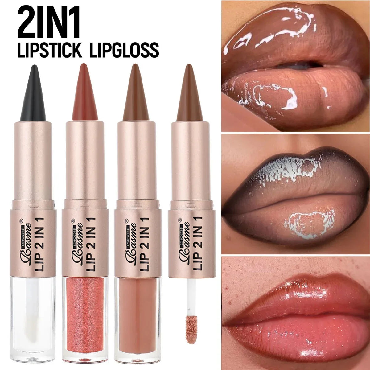 2-in-1 Lip Liner and Gloss Pen with Listed Matte Color and Mirror-Shine Lip Glaze, Coded Shade Options for Gradient Lip Contouring and Everyday Makeup