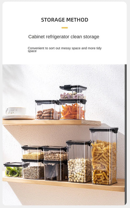 Clear Pantry Storage Jars with White or Black Covers, Five Capacity Options from 460ml to 1800ml and Single-Size Packs or Mixed Five-Size Kitchen Sets