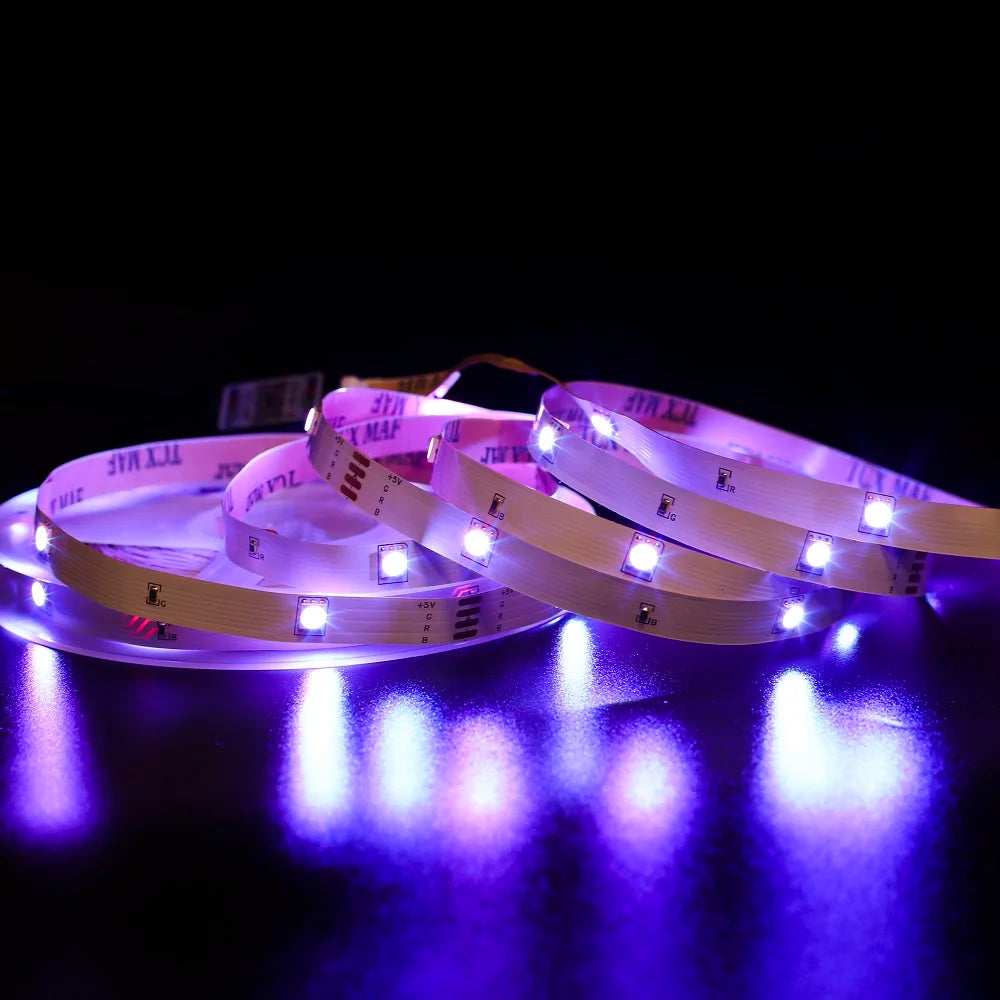 USB 5V TV Backlight Strip with RGB Flexible Tape, Bluetooth App and 24-Key Remote Control, Nine Length Options from 1m to 30m for Indoor Accent Lighting
