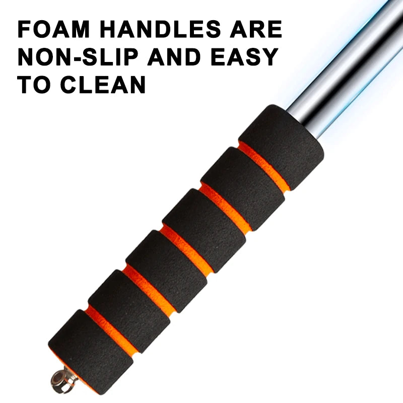 Telescopic Windshield Cleaning Brush by SEAMETAL, 32–50.5cm Adjustable Aluminum-Alloy Handle for Manual Car Glass Wiping in Black, Orange or Blue