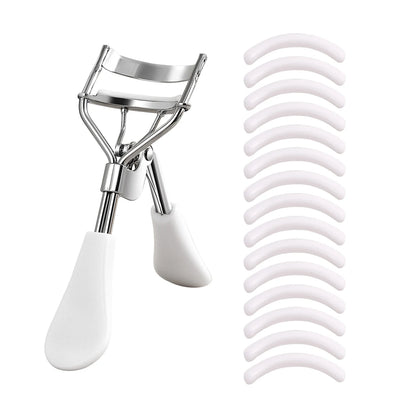 Stainless Steel Eyelash Curler with 15 Silicone Pads, Portable Lash Curling Tool in Seven Color Options for Everyday Makeup and Travel Beauty Kits