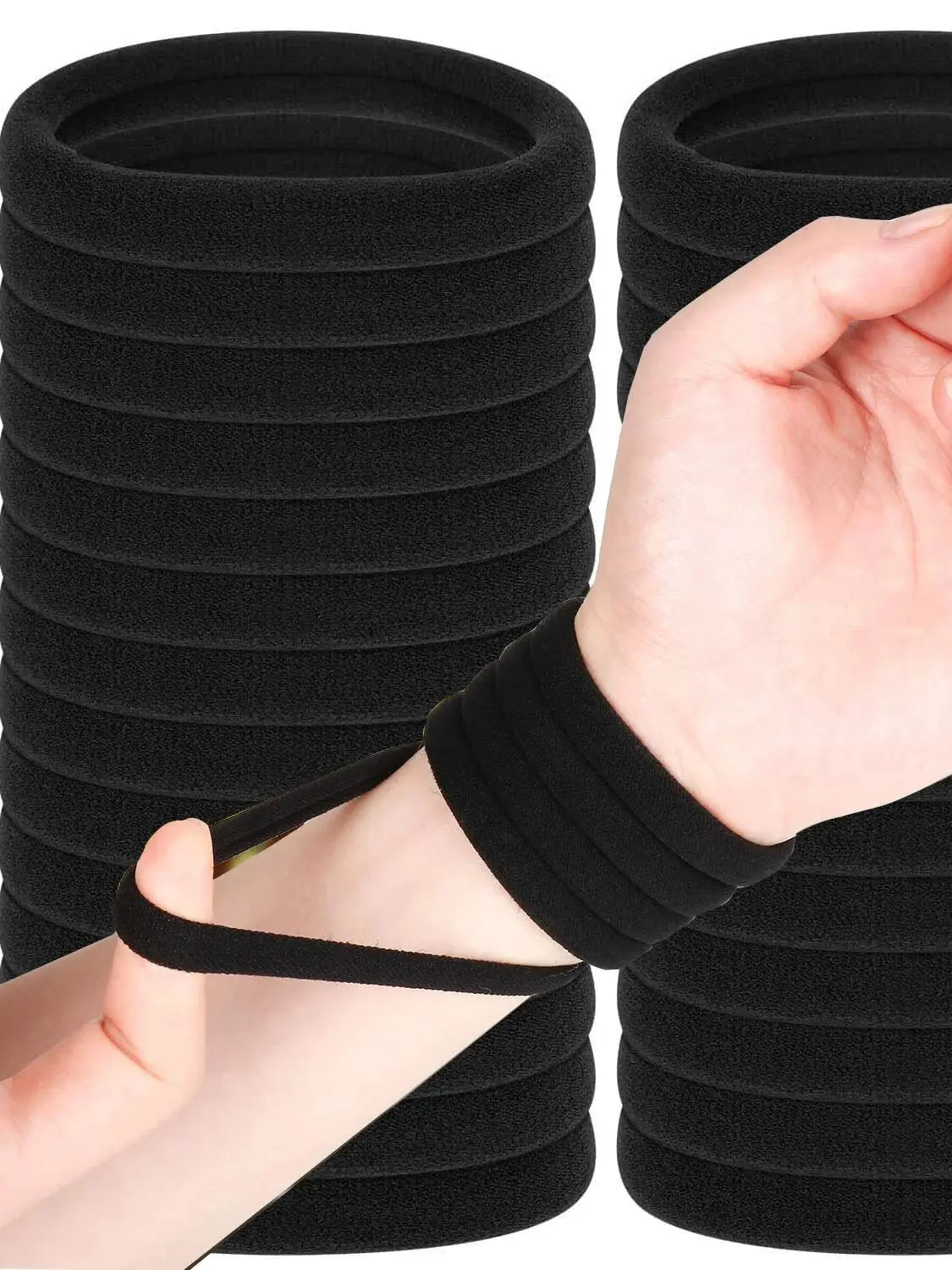 Kids Elastic Hair Ties in 20, 50 or 100-Piece Packs, Black, Coffee or White Hair Bands for Girls' Ponytails, Braids and Everyday School Hairstyles