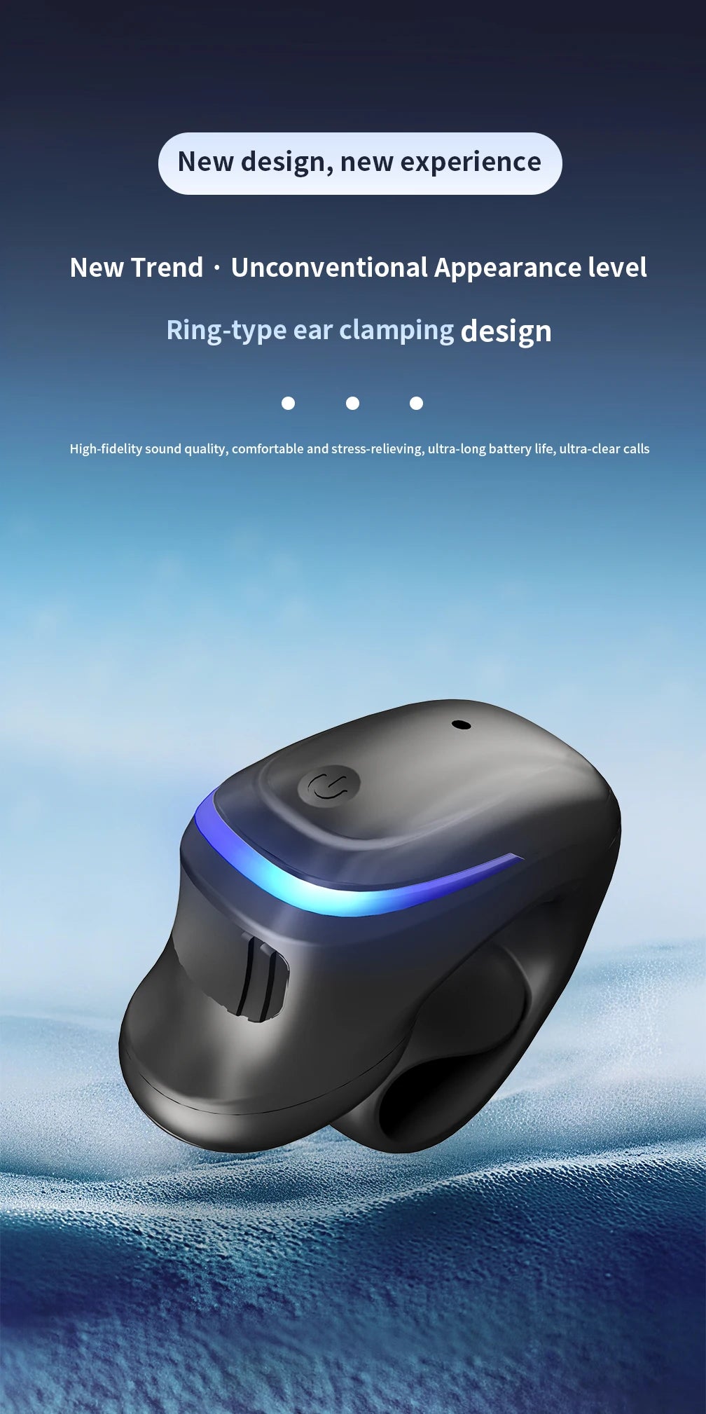 Single Ear Clip Earphone with Listed Bluetooth 5.3 Wireless Connectivity, Black or White Options and Sport-Style Headset Design for Personal Audio