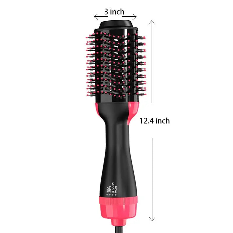 One-Step Hair Dryer and Volumizer by LISAPRO, Red 2-in-1 Hot Air Styling Brush for At-Home Hair Routines with US 110V and Regional Plug Options