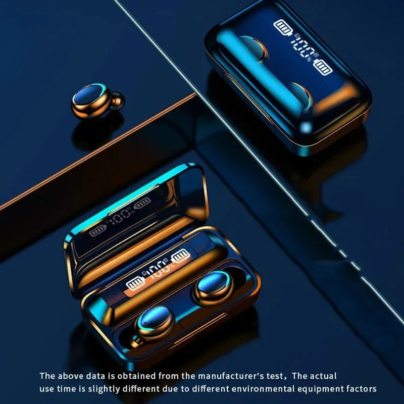 F9 Wireless Earbuds with LED Display, Black TWS Bluetooth Stereo Earphones for Compatible Devices, Personal Audio and Everyday Listening at Home or on the Go