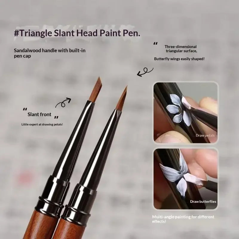 Wood Handle Nail Art Brush with Extended Bristles, Protective Metal Cap and PVC Storage Tube for Gel Application, Shaping and DIY Manicure