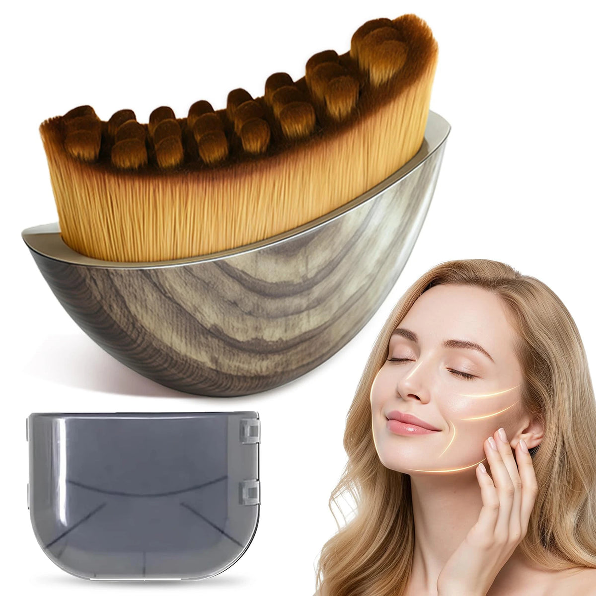 Facial Massage Brush with Contoured Design and Listed Soft Bristles, One or Two-Piece Options for Face, Chin and Jawline Personal Skincare Accessories