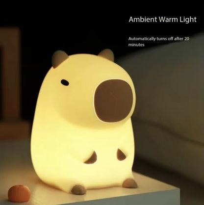 Switch Operated Capybara Lamp with Yellow Light Option, Compact 110 x 100 x 80mm Decorative Night Light with Three LR44 Batteries for Adult Desk and Bedroom Decor