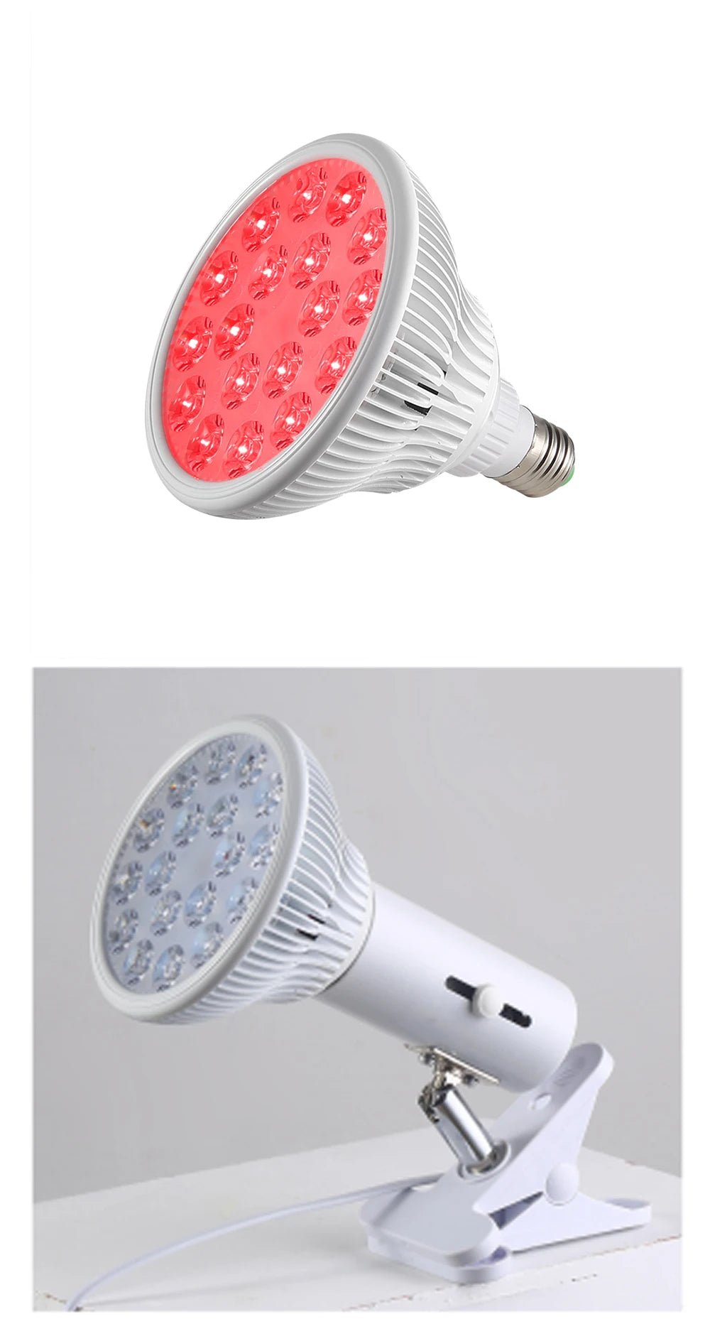 E27 Red LED Bulb with Listed 18 LEDs and Separate 630nm or 660nm Options, PAR38 Style Bulb-Only or US, EU, UK and AU Stand Packages for Adult Personal Care Selection