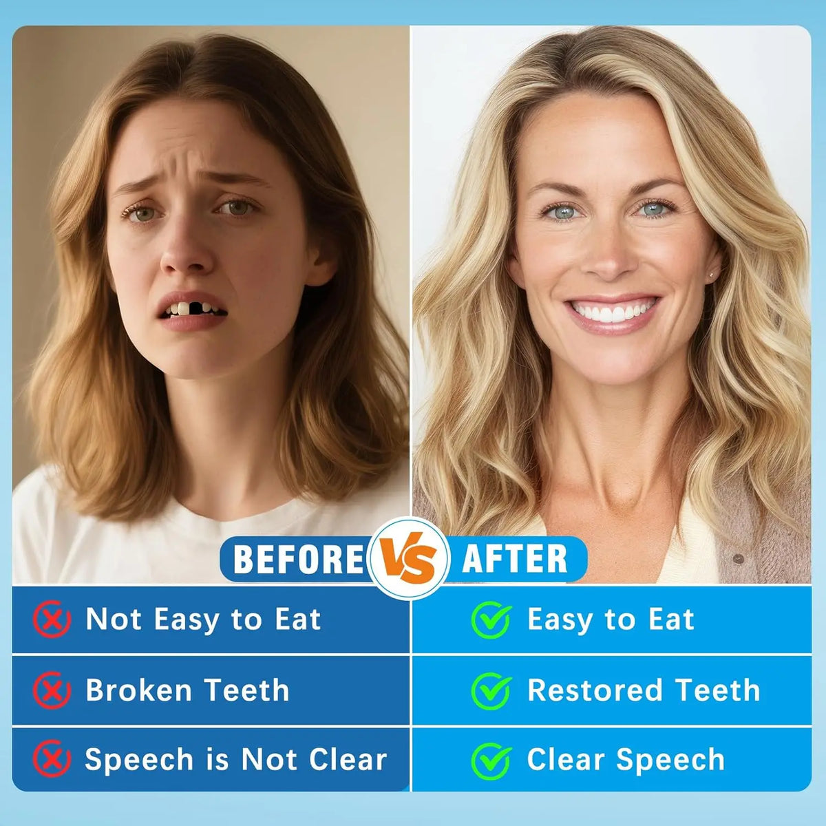 Upper and Lower False Teeth with Listed Silicone Material, Adult Denture-Style Appliance in Single-Item and Bundle Options Requiring Professional Fit Review