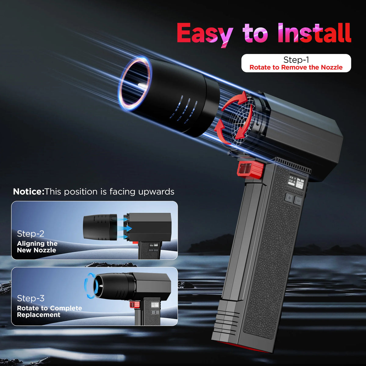 Cordless Car Dryer Air Blower TF64 with Listed 64mm Brushless Motor, Four Speed Settings and 3000mAh or 4000mAh Option Labels for Vehicle and Outdoor Cleanup