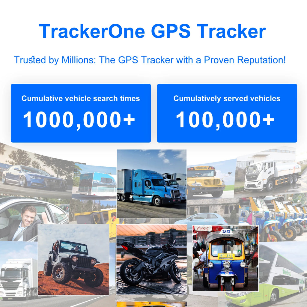 4G GPS Vehicle Tracker for Cars and Motorcycles with TrackerOne App, Included SIM Reference, Geofencing and 7500mAh Battery, Paid Service Required