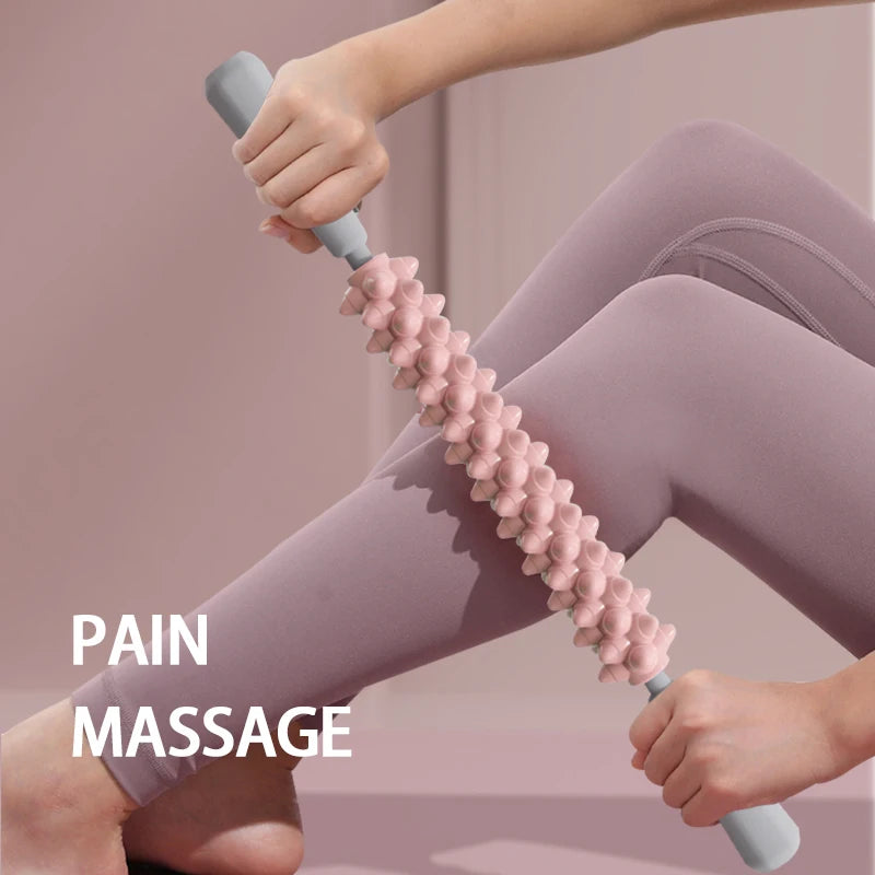 Yoga Massage Stick with Wolf-Teeth Texture Reference for Adult Calf, Thigh and Forearm Massage, Pink, Purple or Green and Two-Piece Option Labels