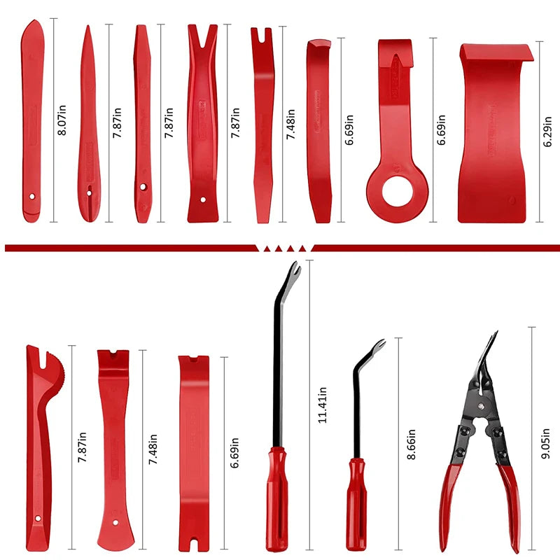 Car Panel Removal Tool Kit with 5, 11 or 41-Piece Options in Red or Blue, Manual Tools for Audio Surrounds, Door Panels, Moldings and Dashboard Trim