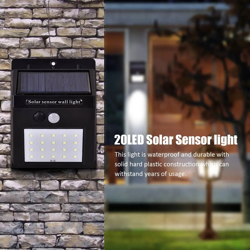 Outdoor Solar Wall Light Options for Garden Fences, Courtyards and Exterior Walls, with Listed 6-LED Non-Sensor and 30-LED PIR Motion Sensor Designs