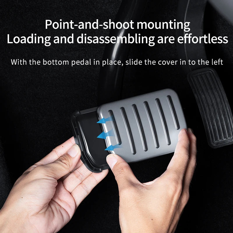 Tesla Pedal Covers by TESY in Black or Silver, Accelerator and Brake Pedal Styling with Slide-Rail Buckle Design for Compatible Model 3, Y and YL Vehicles