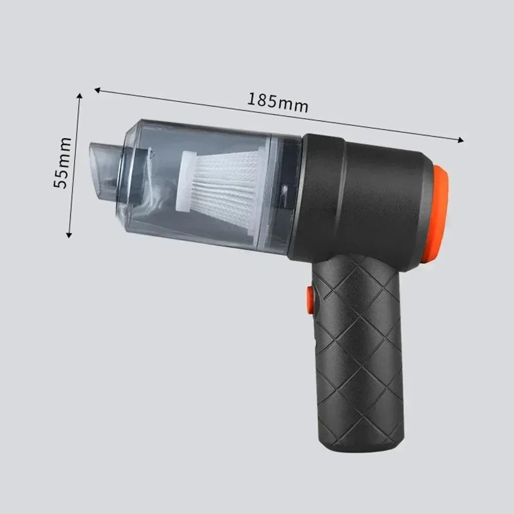 Black Mini Cordless Car Vacuum Cleaner with USB Charging, Listed 1200mAh Battery and 9000Pa Suction Reference for Vehicle Interior and Household Spot Cleaning