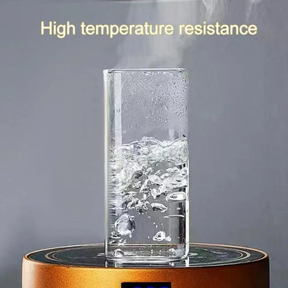 400ml Glass Coffee Cup with Listed Lid and Straw, Transparent Borosilicate Drinkware for Iced Coffee, Milk Tea and Juice with Square Cup and Bamboo Lid Options