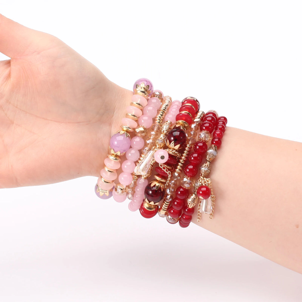 Boho Beaded Bracelets for Women, Stackable Multilayer Acrylic Bead Jewelry with Stretch Cord and Eight Color Options for Everyday Outfits and Gifts