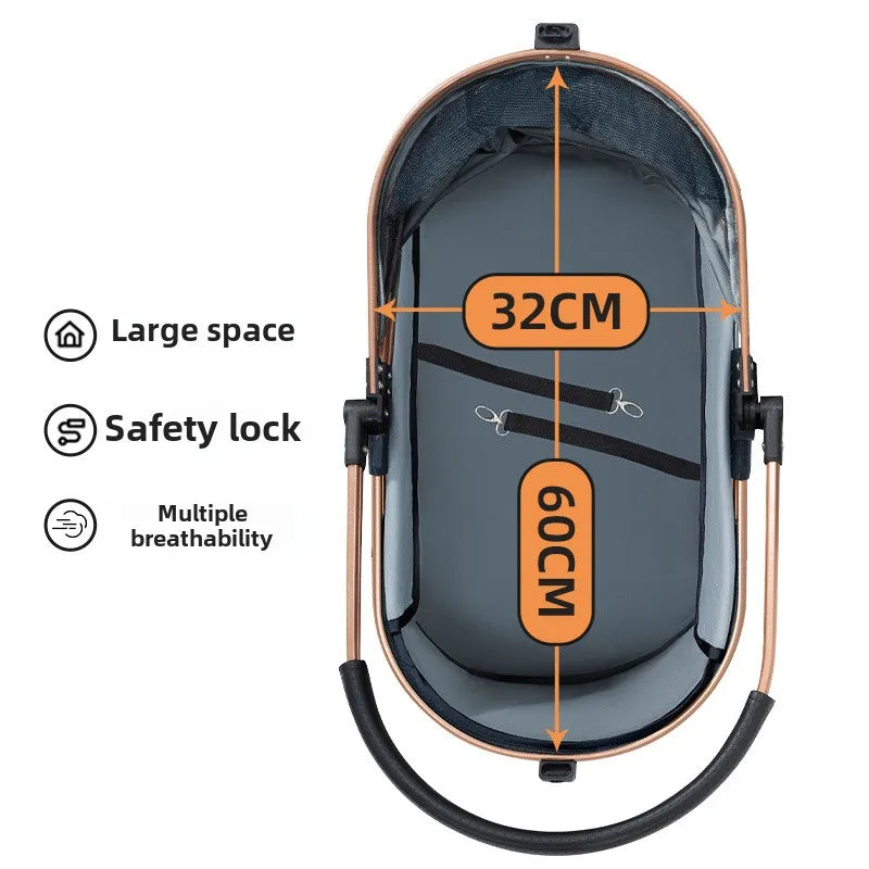 Folding Pet Stroller with Detachable Carrier, Listed 30lb Capacity and Easy Lock Canopy, Size M in Five Colors for Suitable Dogs and Cats on Neighborhood Outings