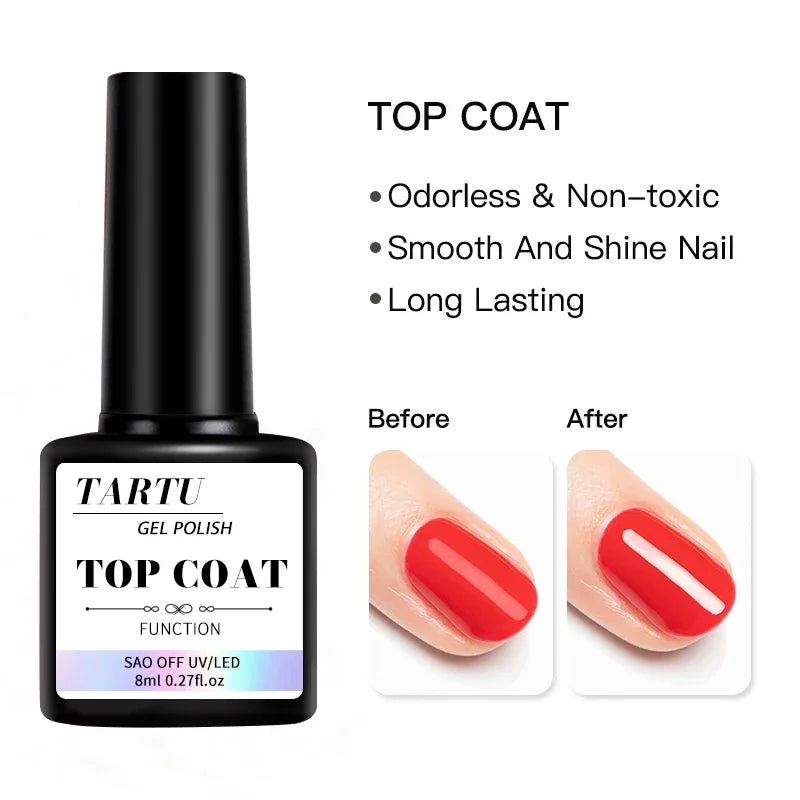 Gel Base and Top Coat, 8ml Soak-Off Nail Gel with Individual Base or Top Coat and Two- or Three-Piece Combination Options Including Matte for Adult Manicures