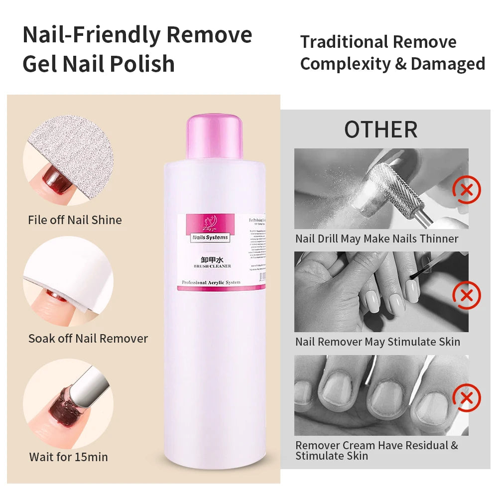Nail Care Liquid Options with Listed 1000ml Reference, Gel Remover, Polish Remover, Nail Surface Cleaner or Brush Cleaner for Adult Manicure Supplies