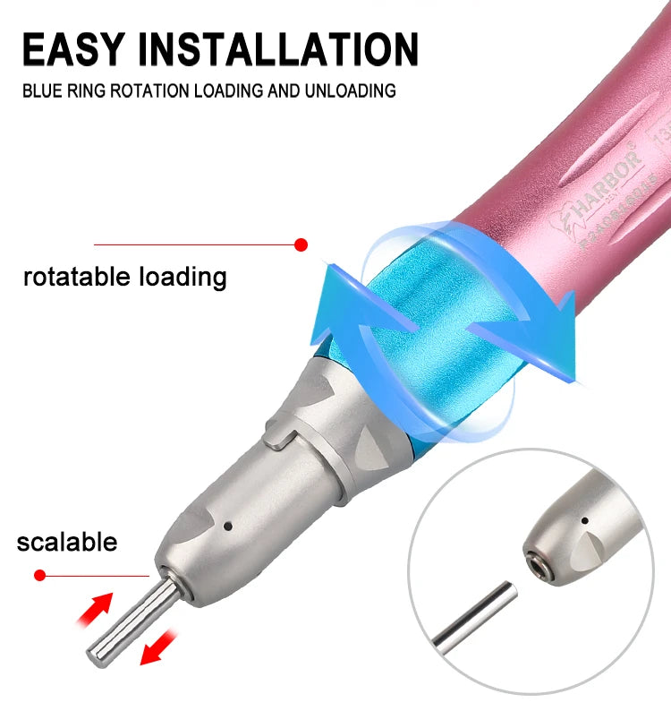 Dental Handpiece Set, 4-Piece High and Low Speed Air Turbine Kit with Straight Handpiece, Contra Angle and Air Motor, 2 or 4 Hole Options