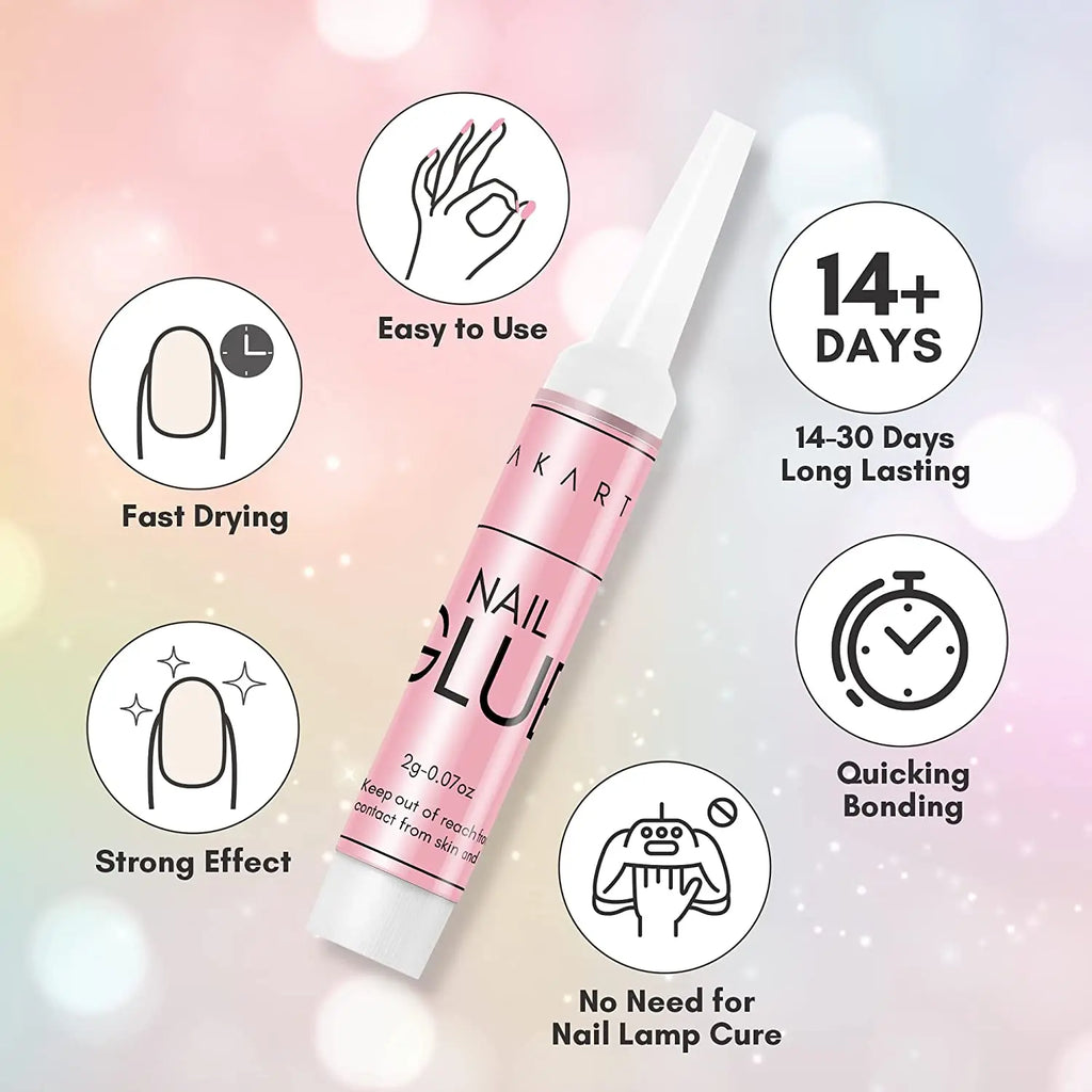 Press-On Nail Glue and Remover Options by Makartt, 10ml, 30ml or 50ml Remover Choices with Separate Liquid Adhesive Packs and Solid UV-Cured Gel Selection