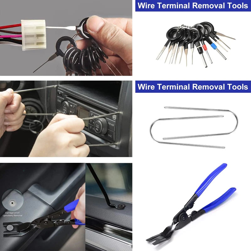 Car Panel Removal Tool Kit with 5, 11 or 41-Piece Options in Red or Blue, Manual Tools for Audio Surrounds, Door Panels, Moldings and Dashboard Trim