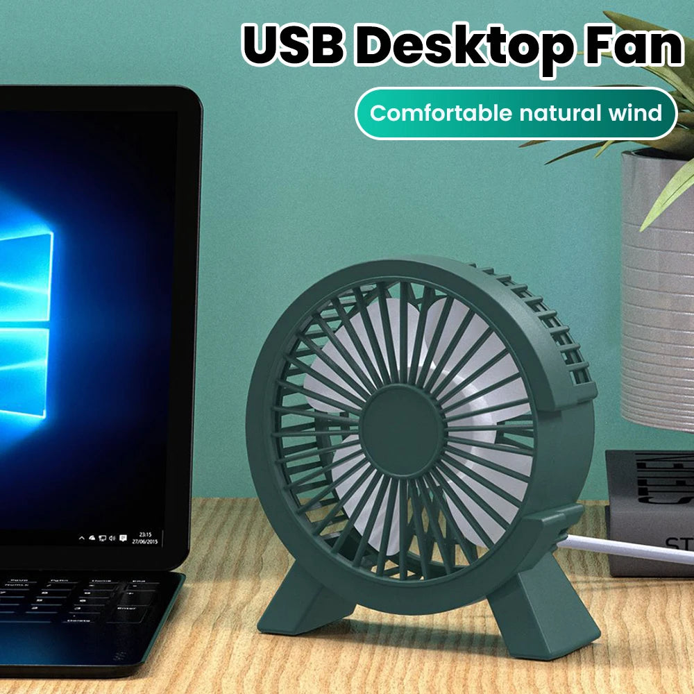 USB Powered Mini Desk Fan for Home Office and Student Study Spaces, Direct-Connection Tabletop Personal Fan in Green, White or Pink