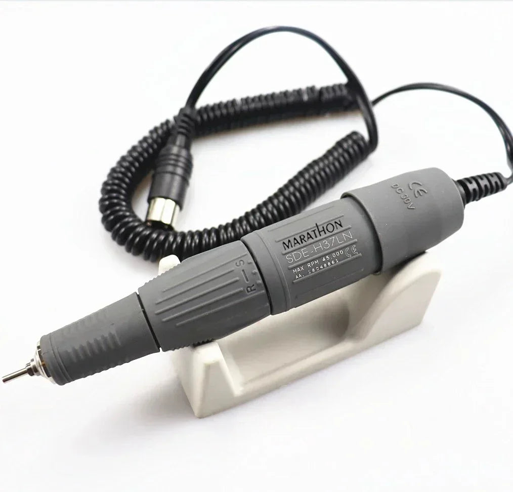 Nail Drill Micromotor Handpiece Options with Listed 2.35mm Bur Size, Twist Tool Exchange and H37LNN, H35SPN or H35SPNN Speed Labels for Manicure Equipment