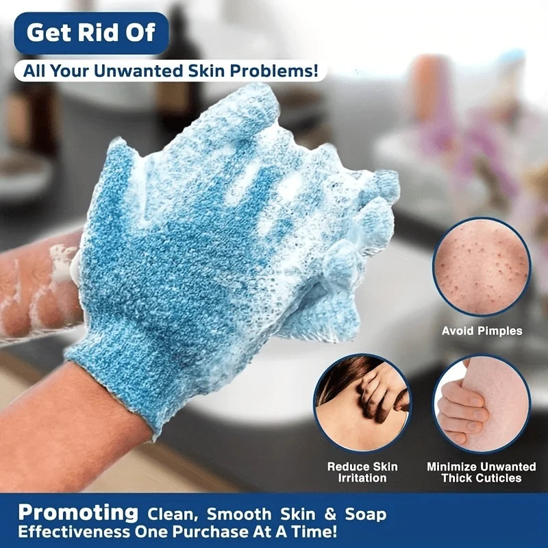 Exfoliating Bath Gloves, Double-Sided Body Scrubbing Accessories in Random Colors with 1, 3, 5 or 10 Individual Pieces for Adult Shower and At-Home Spa Routines