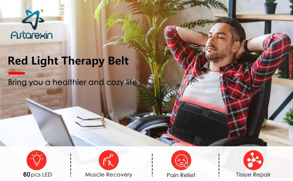 Red Light Wrap Belt with Listed 660nm and 850nm LEDs, Adjustable Elastic Band, Wired Timer Controller and Detachable Pad for Adult Personal Care
