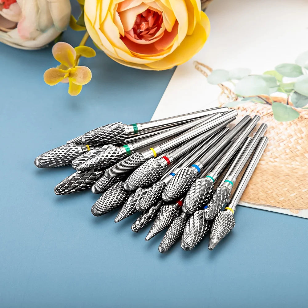 Rotary Nail Drill Bit for Electric Manicure and Pedicure Tools, Single-Piece Milling Burr with Numbered Tungsten and Ceramic Options