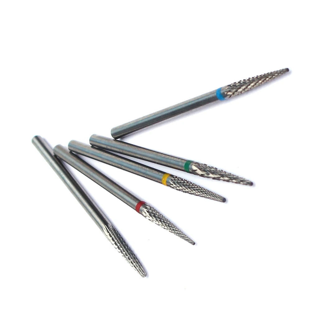 Tungsten Carbide Nail Drill Bit, Single-Piece Rotary Milling Tool with 2.35mm Shank and Numbered Options for Professional Electric Manicure and Pedicure Use