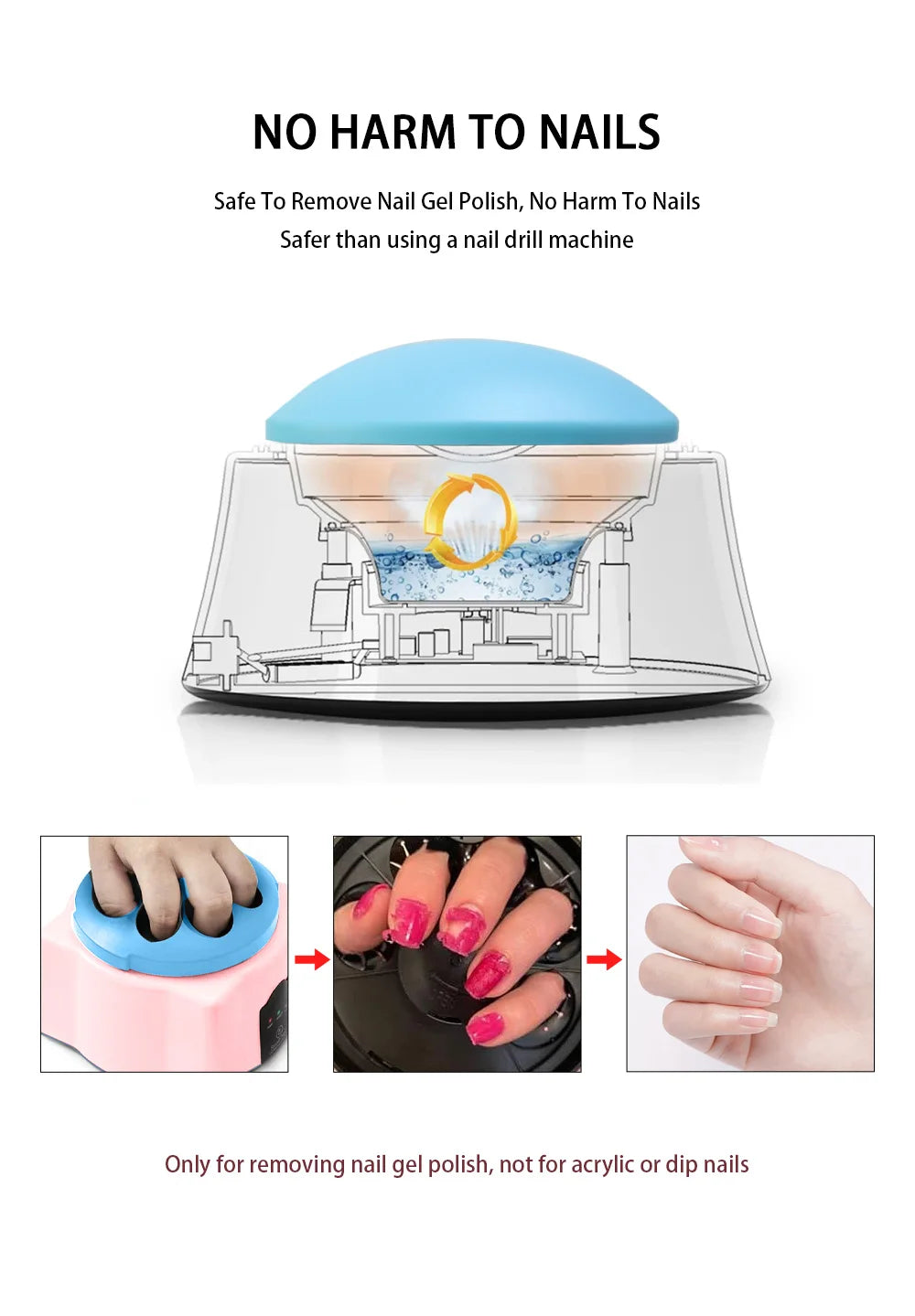 Electric Steam Gel Nail Remover with Five-Finger Use and Automatic Shutoff References, Compact Polish Removal Box for Instruction-Guided Manicure Care