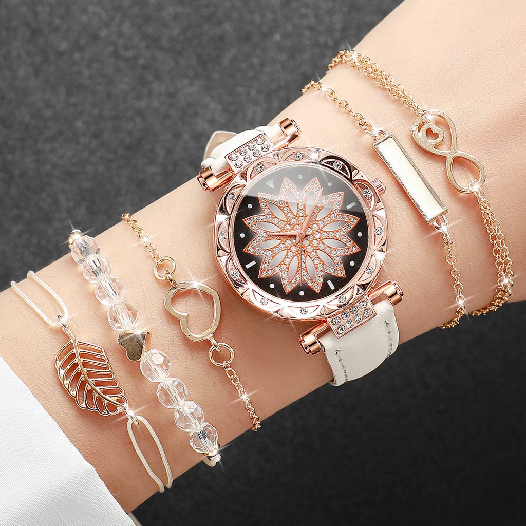 Women's Heart Dial Quartz Watch with Leaf Bracelet Set Reference, Eight No-Box Style Options and Listed 33mm Case for Casual Outfits and Fashion Gifts