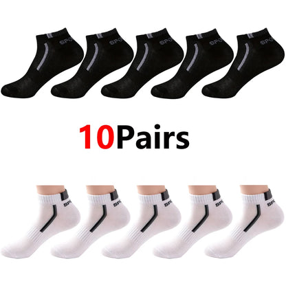 Men's Mesh Ankle Socks in Polyester, Short Casual and Sports Style Multipacks with 5, 10, 20, 30 or 40-Pair Labels and Black, White, Gray or Mixed Options