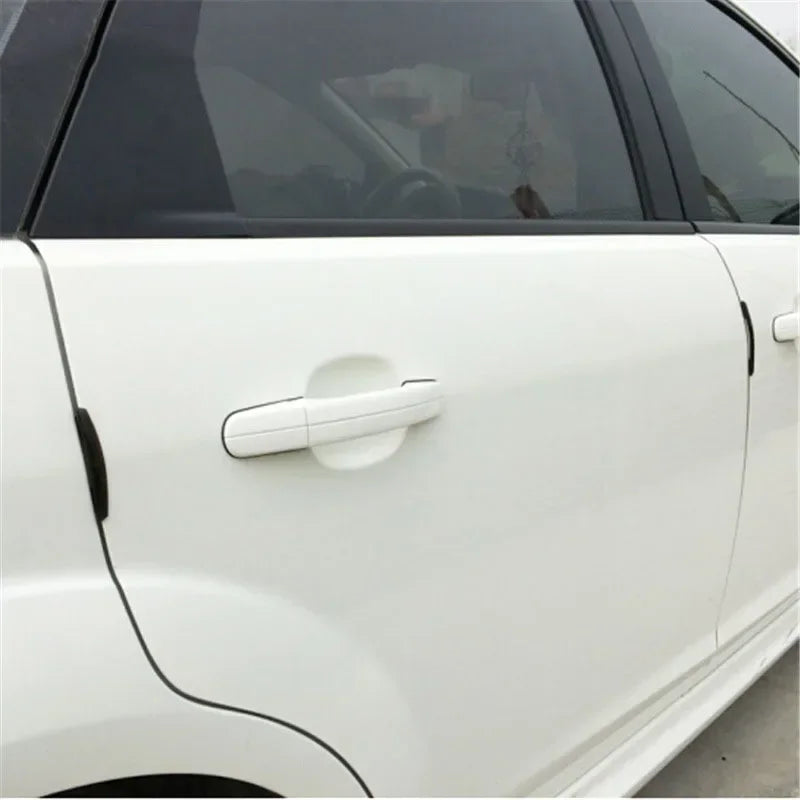 Car Door Guard Strips 4-Piece PVC Set in Transparent or Black, Adhesive Decorative Side Bumper Trim for Compatible Vehicle Exterior Surfaces