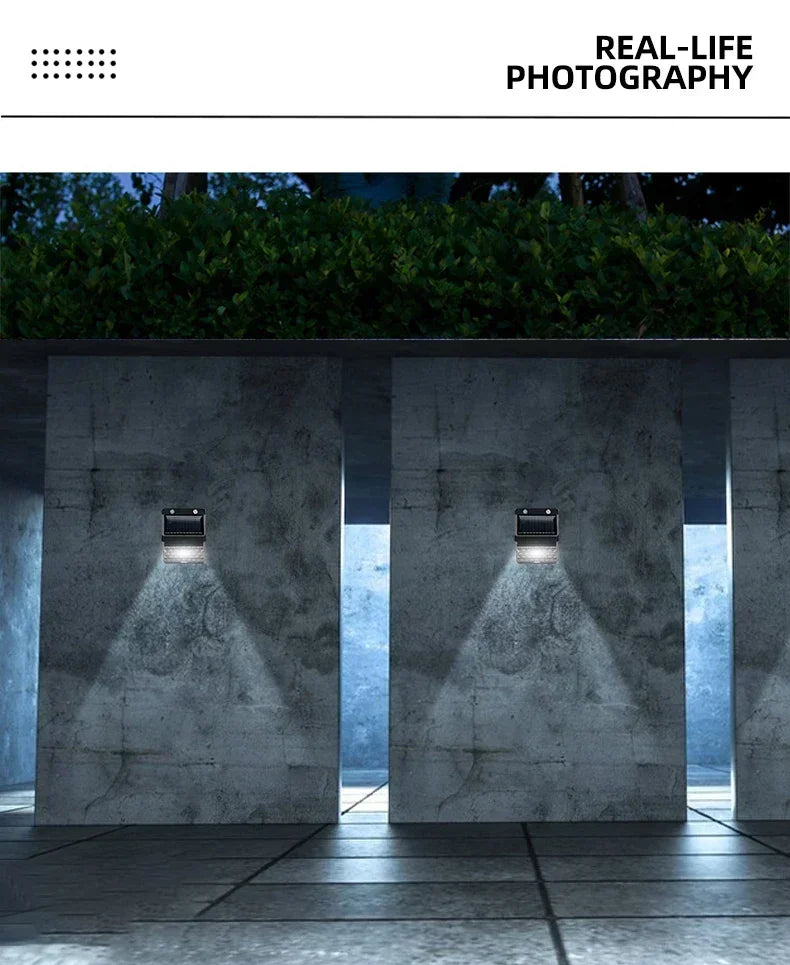 Outdoor Solar Wall Light Options for Garden Fences, Courtyards and Exterior Walls, with Listed 6-LED Non-Sensor and 30-LED PIR Motion Sensor Designs