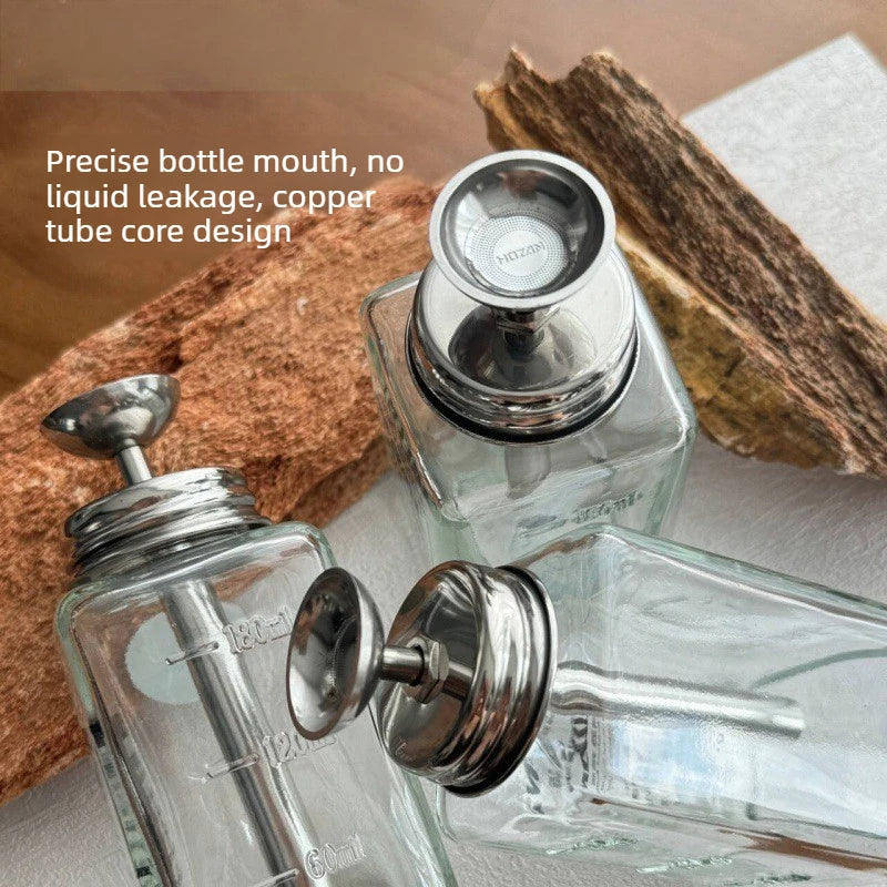 Nail Polish Remover Dispenser Bottle, 180ml Square Refillable Glass Container with Push-Down Pump for Home Manicures and Salon Nail Stations