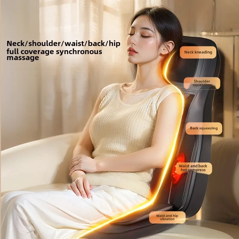 Massage Seat Cushion 5-in-1 Chair Pad with Listed Heat, Vibration and Kneading, US EU UK or AU Plug Options for Compatible Home Seating and Personal Massage Breaks
