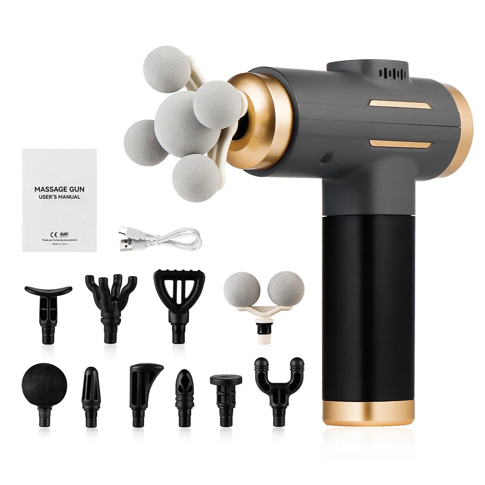 11-Head Massage Gun with 99 Adjustable Settings, USB-C Rechargeable Personal Massager with 1500mAh Battery and 10-Minute Timer for Adult Home Comfort