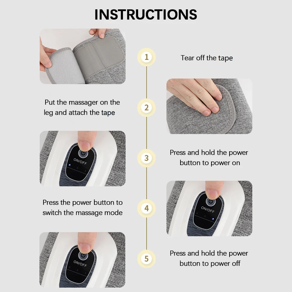 Three-Mode Calf Air Massager with 15-Minute Timer, 1800mAh Rechargeable Battery, Linen Mesh Wrap and One- or Three-Level Single and Pair Options